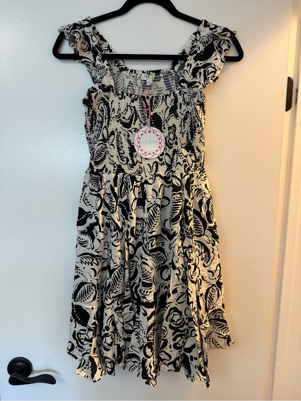 Umgee Black & Cream Floral Smocked Sundress